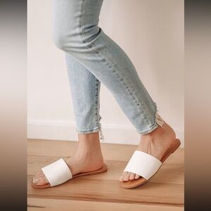 Lulus Addison White Slide Sandals NEW